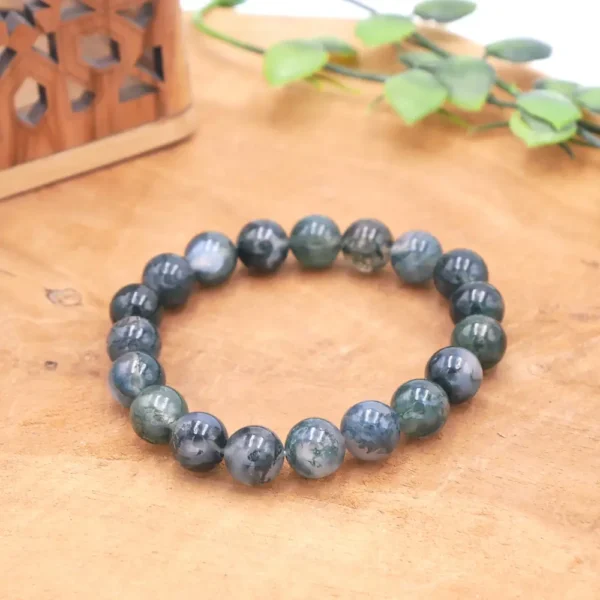 Photo Bracelet Agate Mousse en pierre naturelle, bijou fait main