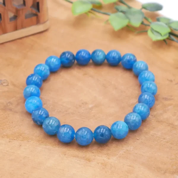 Photo Bracelet Apatite bleue en pierre naturelle, bijou fait main