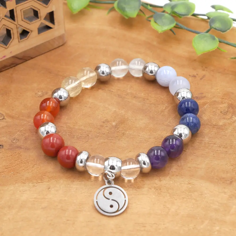 Photo Bracelet 7 chakras Harmonie en pierre naturelle, bijou fait main