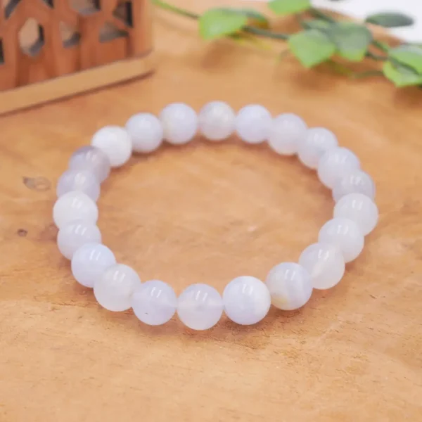 Photo Bracelet Calcédoine bleue en pierre naturelle, bijou fait main