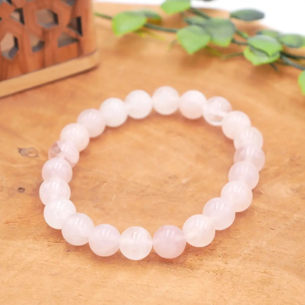 Photo Bracelet Quartz rose en pierre naturelle, bijou fait main