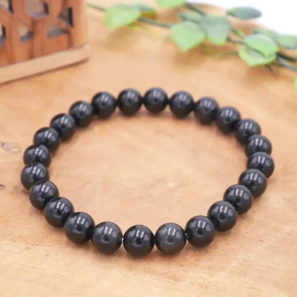 Photo Bracelet Obsidienne noire en pierre naturelle, bijou fait main
