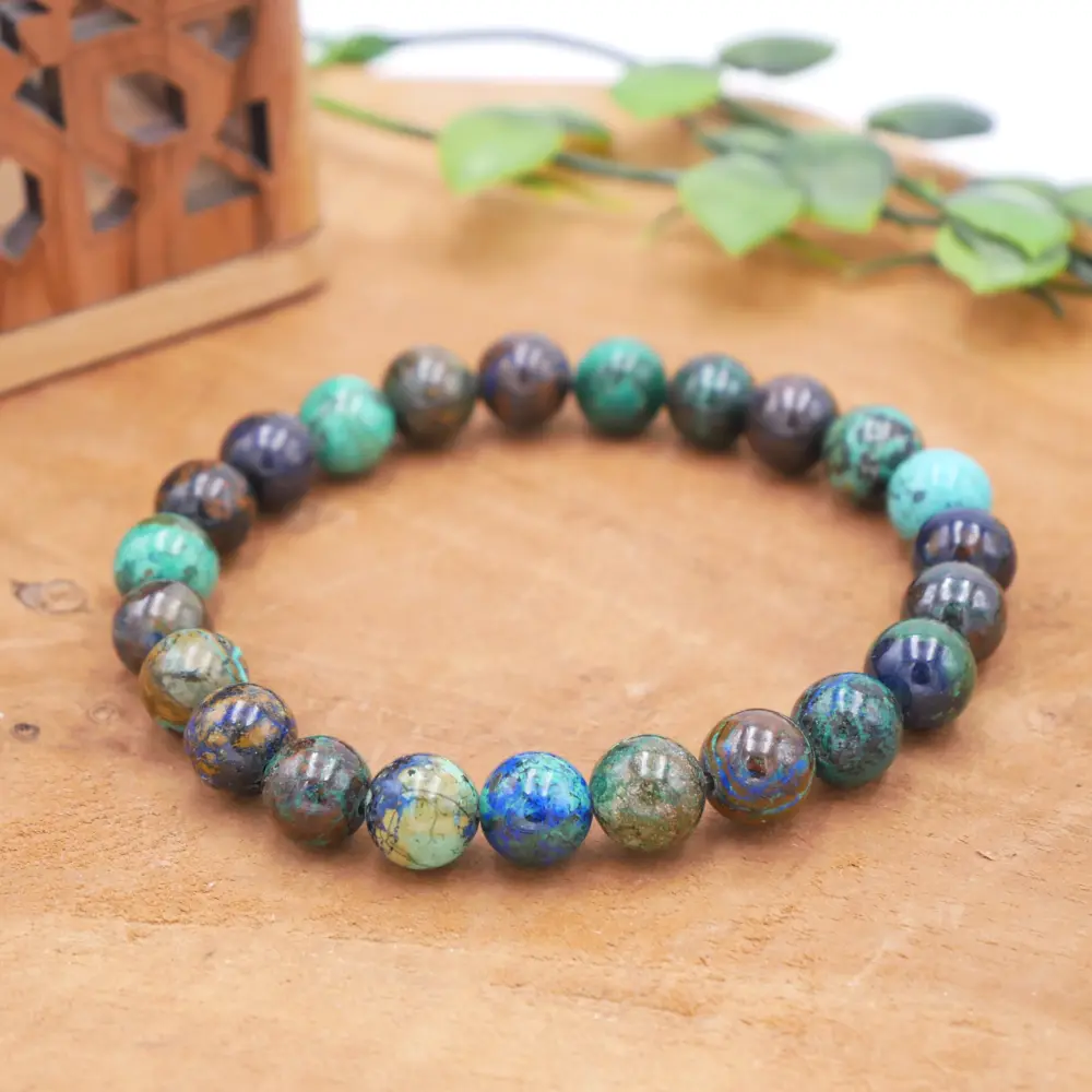 Photo Bracelet Chrysocolle en pierre naturelle, bijou fait main