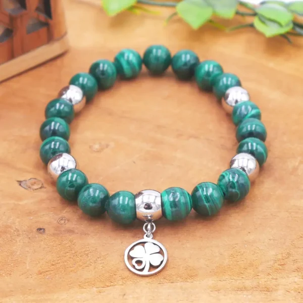 Photo Bracelet en Malachite en pierre naturelle, bijou fait main