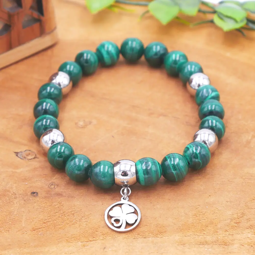 Photo Bracelet en Malachite en pierre naturelle, bijou fait main