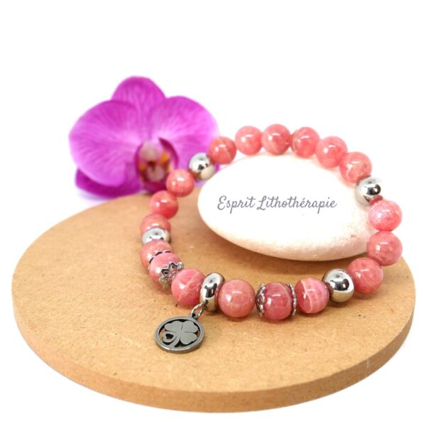 Photo Bracelet en Rhodochrosite en pierre naturelle, bijou fait main