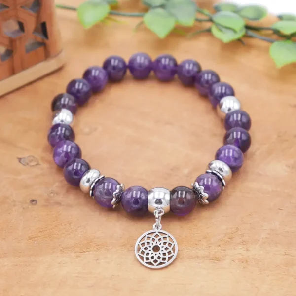 Photo Bracelet en Améthyste en pierre naturelle, bijou fait main