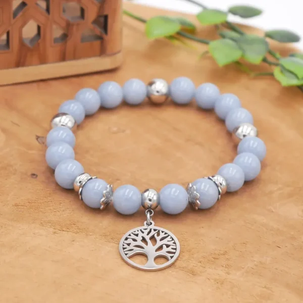 Photo Bracelet en Angélite en pierre naturelle, bijou fait main