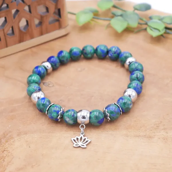 Photo Bracelet en Azurite-Malachite en pierre naturelle, bijou fait main