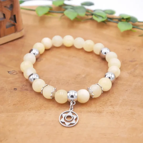 Photo Bracelet en Calcite jaune en pierre naturelle, bijou fait main