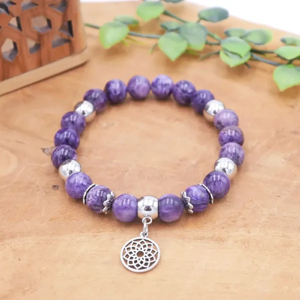 Photo Bracelet en Charoïte en pierre naturelle, bijou fait main