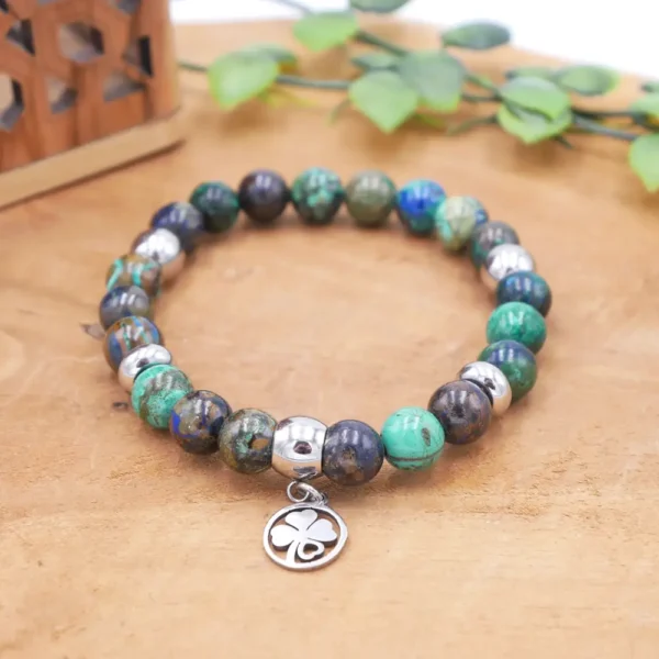 Photo Bracelet en Chrysocolle en pierre naturelle, bijou fait main