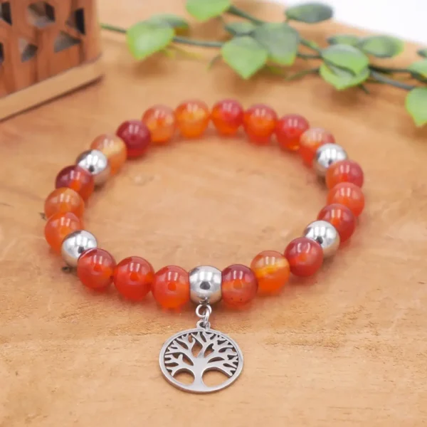 Photo Bracelet en Cornaline en pierre naturelle, bijou fait main