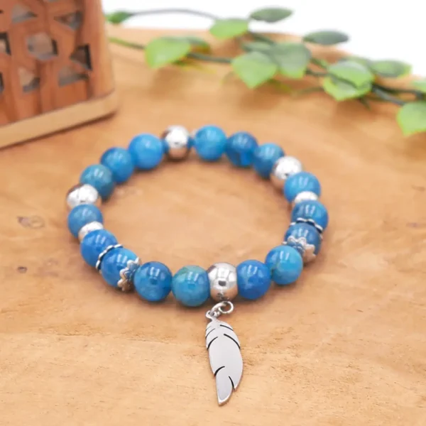 Photo Bracelet en Apatite en pierre naturelle, bijou fait main