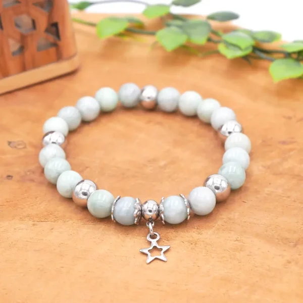 Photo Bracelet en Jade de Birmanie en pierre naturelle, bijou fait main