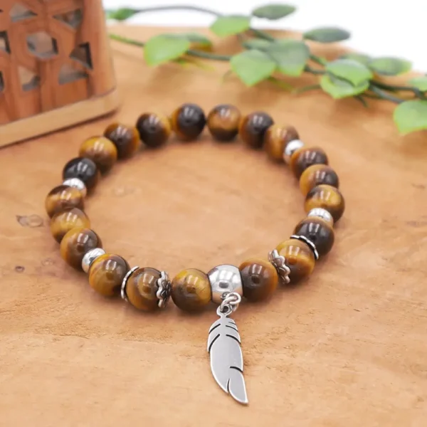 Photo Bracelet en Œil de Tigre en pierre naturelle, bijou fait main