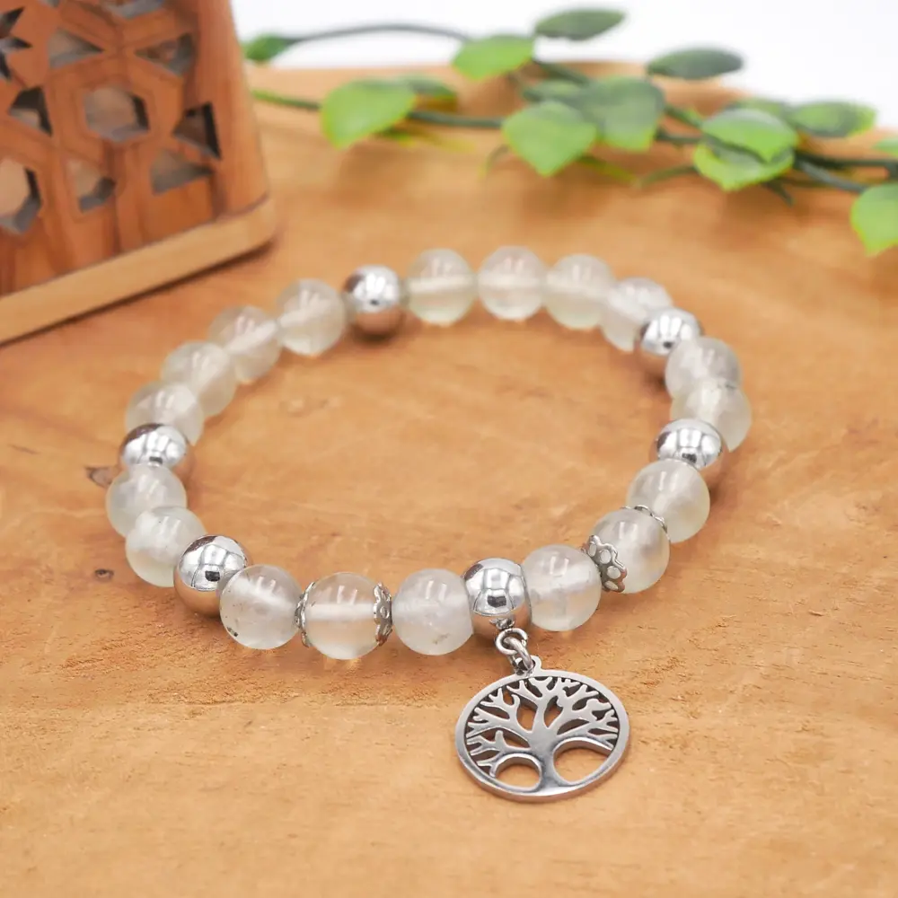 Photo Bracelet en Préhnite en pierre naturelle, bijou fait main