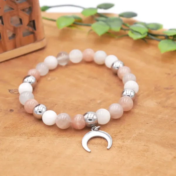 Photo Bracelet en Pierre de lune en pierre naturelle, bijou fait main