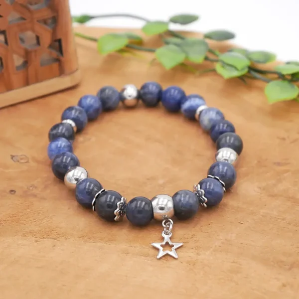 Photo Bracelet en Sodalite en pierre naturelle, bijou fait main