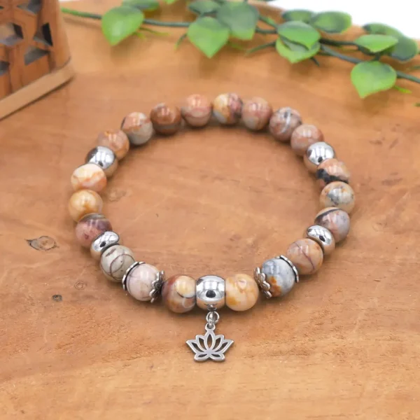 Photo Bracelet en Jaspe vénus en pierre naturelle, bijou fait main