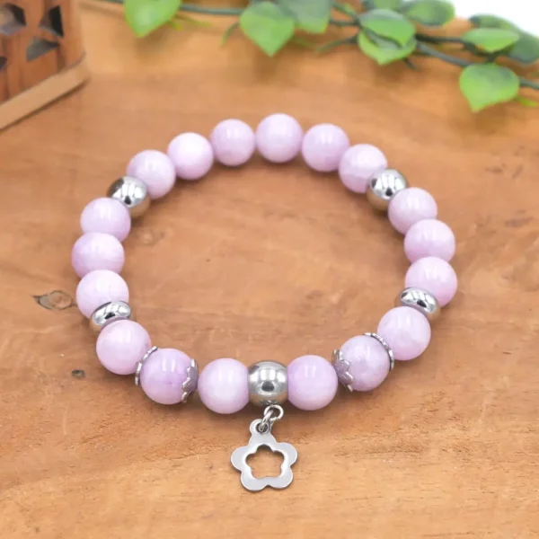 Photo Bracelet en Kunzite en pierre naturelle, bijou fait main
