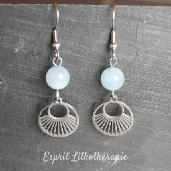 Photo Boucles d'oreilles Aigue-marine en pierre naturelle