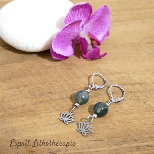 Photo Boucles d'oreilles Agate mousse en pierre naturelle