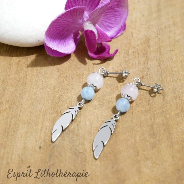 Photo Boucles d'oreilles Béryl Multicolore en pierre naturelle