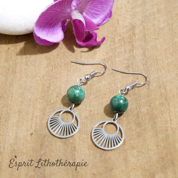 Photo Boucles d'oreilles Chrysocolle en pierre naturelle