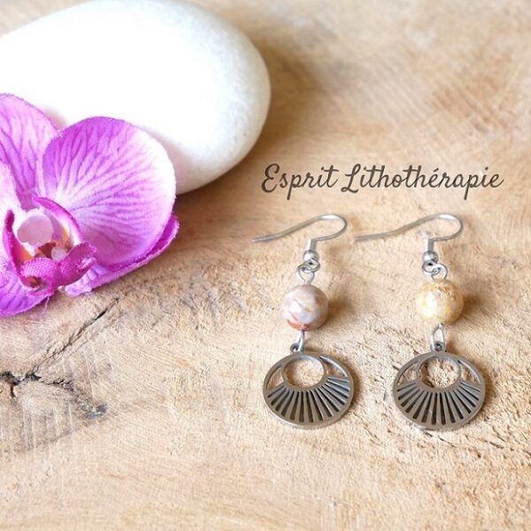 Photo Boucles d'oreilles Jaspe vénus en pierre naturelle
