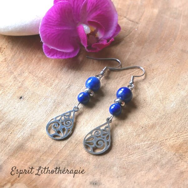 Photo Boucles d'oreilles Lapis Lazuli en pierre naturelle