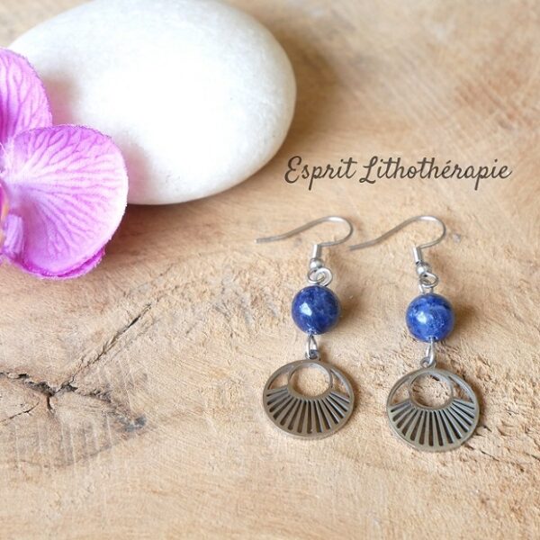 Photo Boucles d'oreilles Sodalite en pierre naturelle