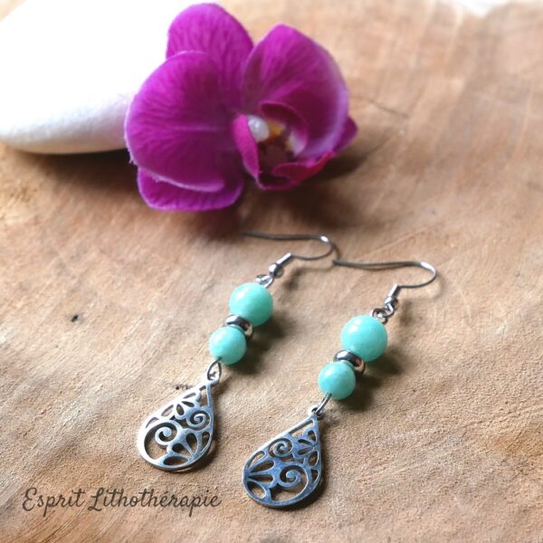 Boucles d’oreilles Amazonite de Russie en pierre naturelle
