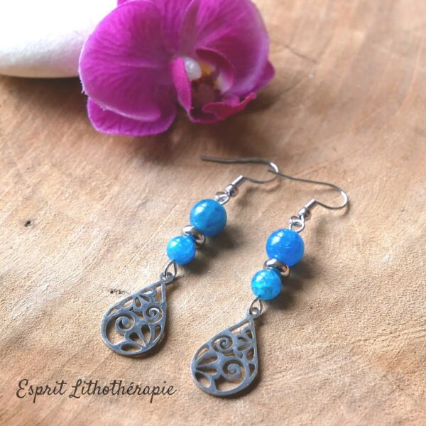 Photo Boucles d'oreilles Apatite en pierre naturelle