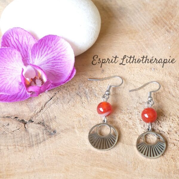 Photo Boucles d'oreilles Cornaline en pierre naturelle