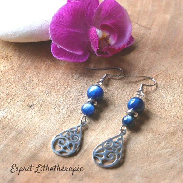 Photo Boucles d'oreilles Cyanite bleue en pierre naturelle