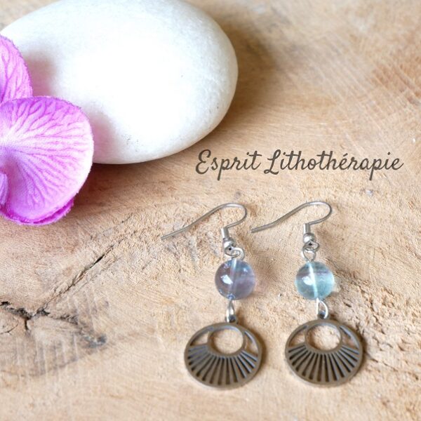 Photo Boucles d'oreilles Fluorite en pierre naturelle