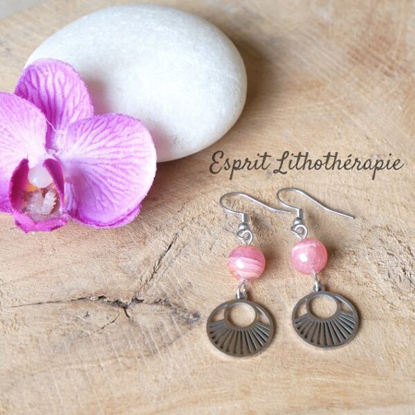 Photo Boucles d'oreilles Rhodochrosite en pierre naturelle