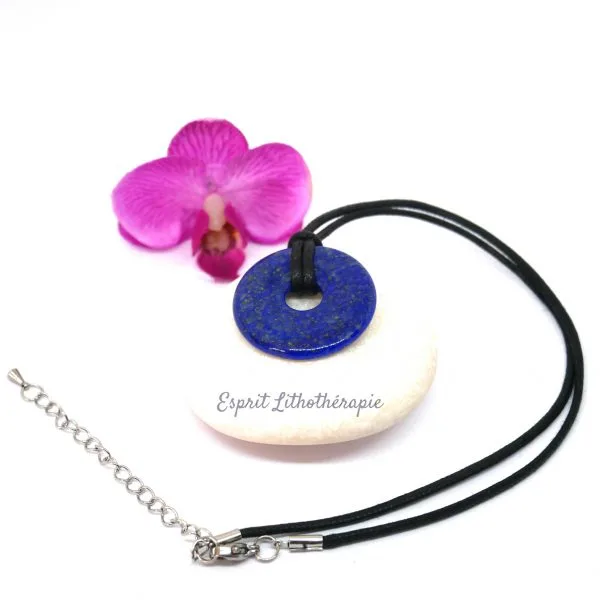 Photo Pendentif Donut Lapis Lazuli en pierre naturelle