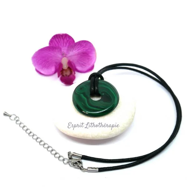 Photo Pendentif Donut Malachite en pierre naturelle