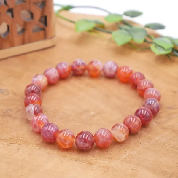 Photo Bracelet Agate feu en pierre naturelle, bijou fait main