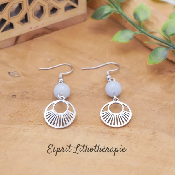 Photo Boucles d'oreilles Angélite en pierre naturelle