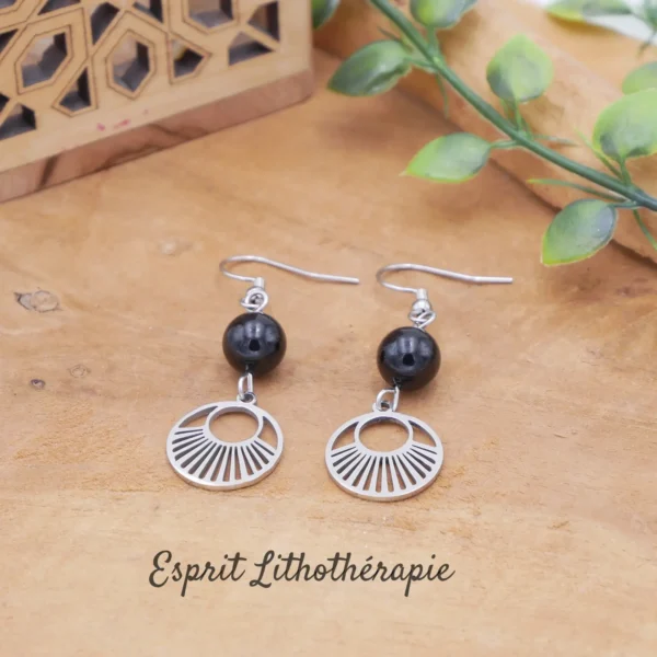 Photo Boucles d'oreilles Tourmaline noire en pierre naturelle