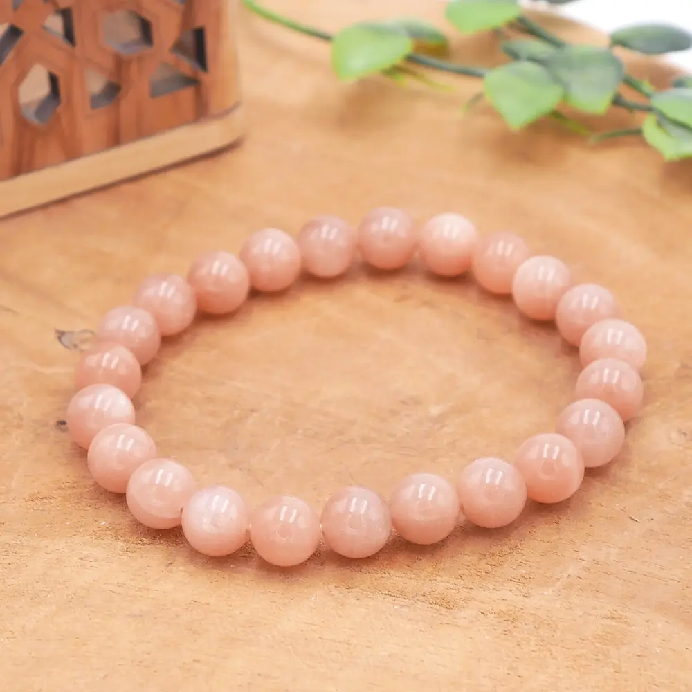 Photo Bracelet Pierre de soleil pêche en pierre naturelle, bijou fait main