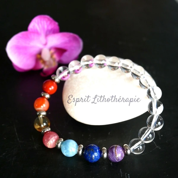 Photo Bracelet 7 chakras Prémium en pierre naturelle, bijou fait main
