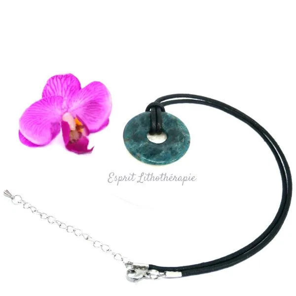Photo Pendentif Donut Apatite en pierre naturelle