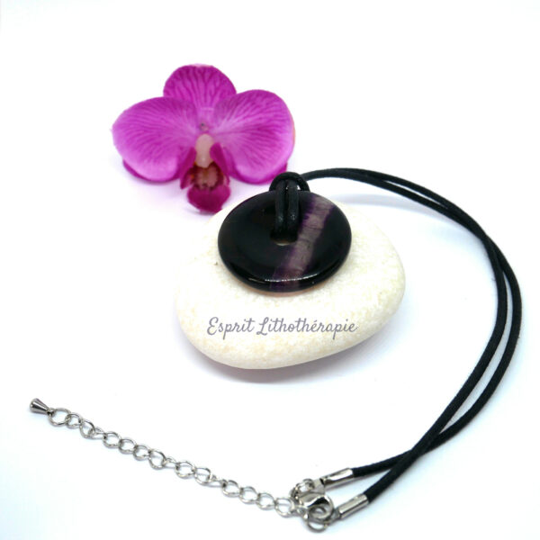 Photo Pendentif Donut - Fluorite violette en pierre naturelle