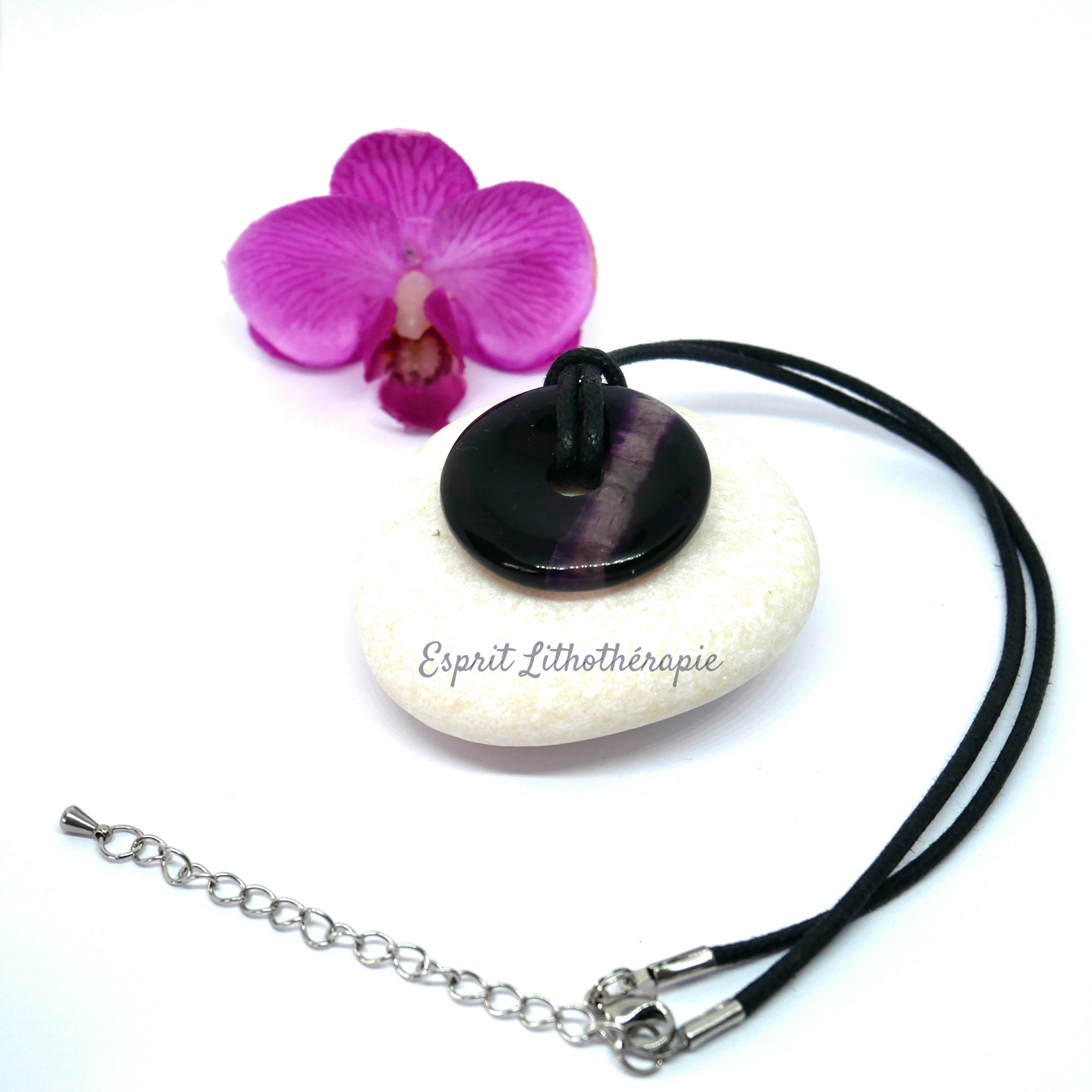 Photo Pendentif Donut - Fluorite violette en pierre naturelle
