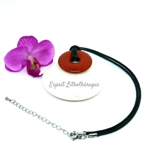 Photo Pendentif Donut Jaspe rouge en pierre naturelle