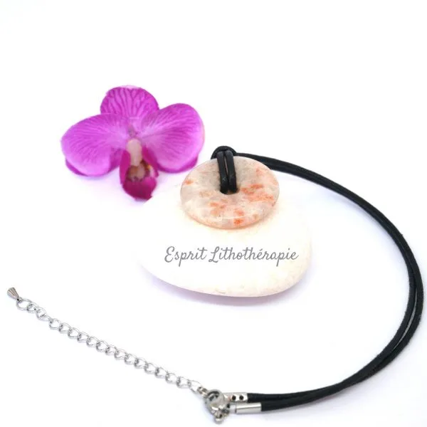 Photo Pendentif Donut Pierre de soleil en pierre naturelle